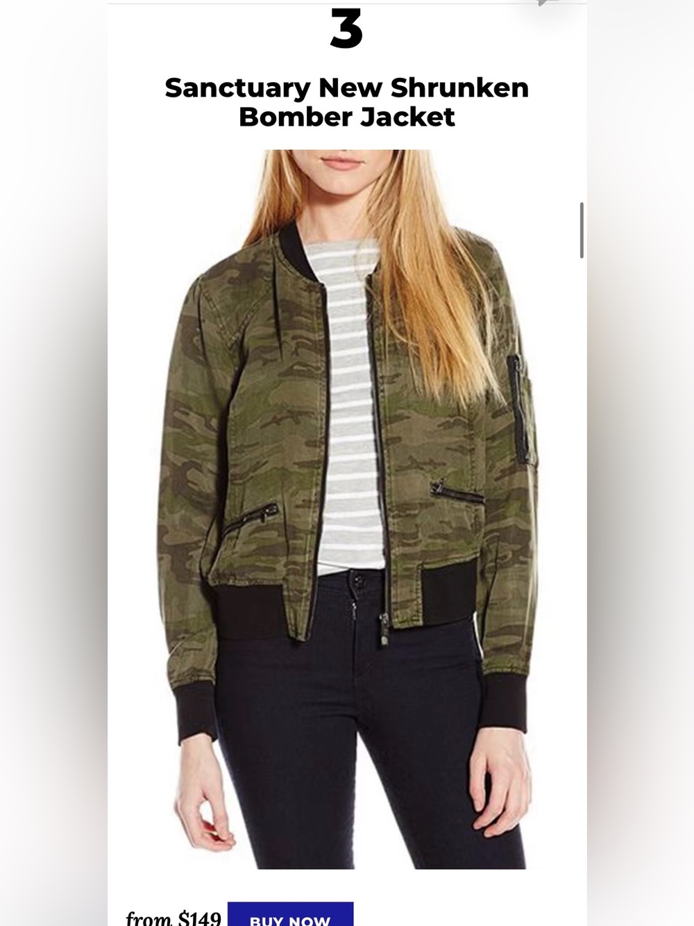 Sanctuary Women's Camouflage Bomber Jacket - Olive & Black Trim